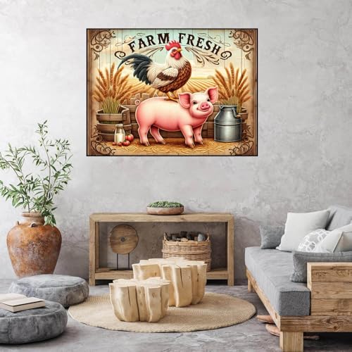 Dugsmgd Farm Diamond Art Kits for Adults, Diamond Painting Kits 16X12 Inch - color: Farm