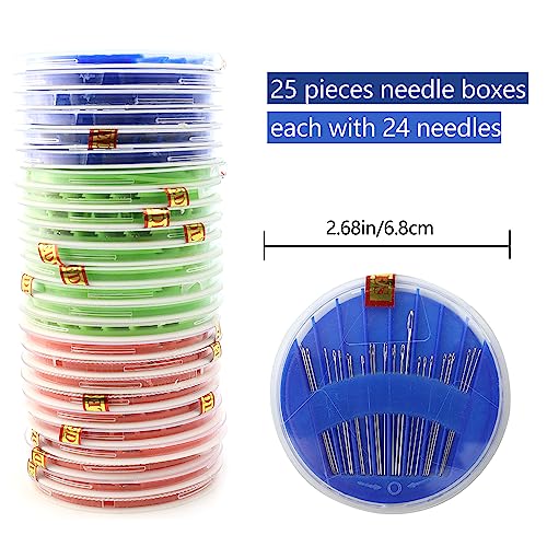 25 Pack Large Eye Assorted Hand Sewing Needles for Mending