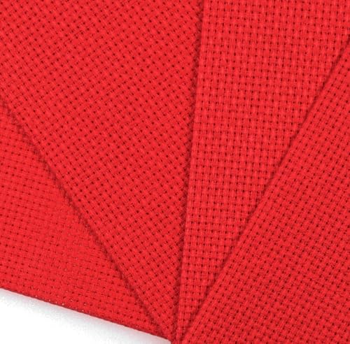KCS 4/6 pc of 12" x 18" 30cmx45cm 16CT Counted Cotton Aida Cloth Cross Stitch Fabric (Red, 4 pc) - color: Red, size: 4 pc