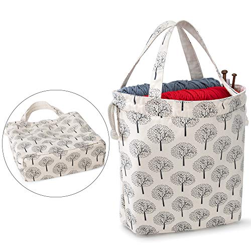 Teamoy Knitting Bag Tote, Yarn Storage Crochet Bag Organizer, Tree - color: Tree