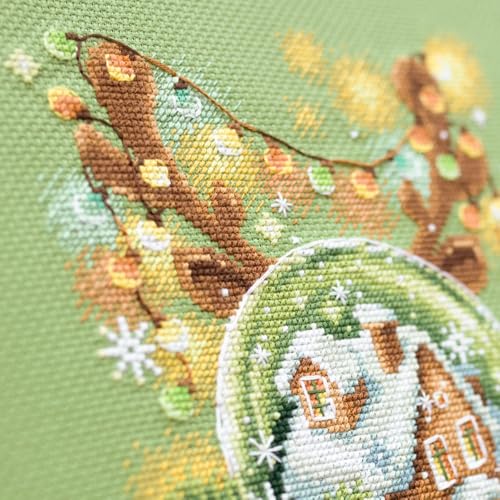 Wizardi Counted Cross-Stitch Kit Light Christmas 100-245 Magic Needle. Advanced Needle Punch Kits for Adults Painted, Beginner Needlepoint Kits for Adults - color: Light Christmas