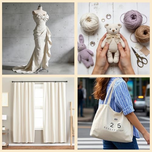 100% Cotton Muslin Fabric, 60 Inch Unbleached Muslin Linen Fabric by The Yard for Sewing Embroidery, Garments, Crafts Material-Natural (Nature Unbleached, 2/3 Yard) - color: Nature Unbleached, size: 2/3 Yard