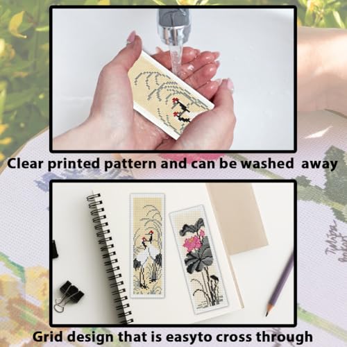 ACRNIGHEET 6PCS Cross Stitch Bookmark Kit for Beginner Chinese-Style Stamped Cross Stitch Kits Needlepoint Kit for Adults DIY Tassel Embroidery Bookmark Kits with Instructions Craft Gift 8.5"x3" 11CT - style: Chinese-Style Patterns