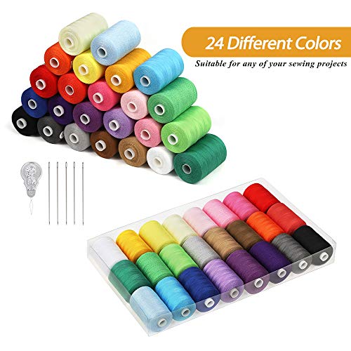 Sewing Thread Sets 24-Color Mixed Cotton, 1000 Yards for Sewing Machine