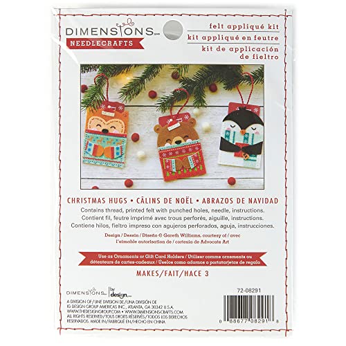 Dimensions 72-08291 DIY Christmas Ornaments and Gift Card Holders Felt Applique Kit, Sizes Vary, Multicolor, 4pcs - color: Multicolor,