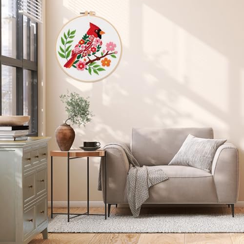 Louise Maelys Cardinal Embroidery Kit, Cross Stitch Kit for Beginne - color: birds