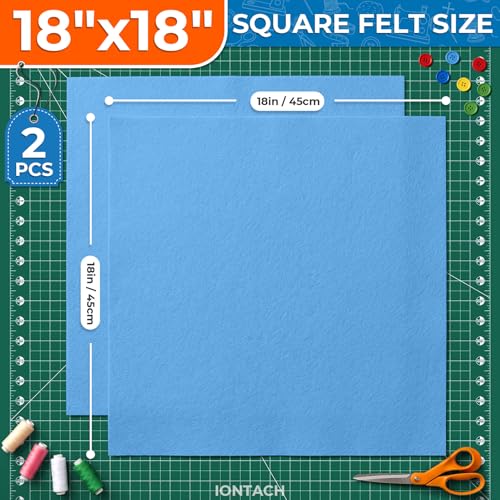 IONTACH 18" X 18" Soft Felt Sheets 1.6mm Thick (2 Packs, Sky Blue) - color: Sky Blue