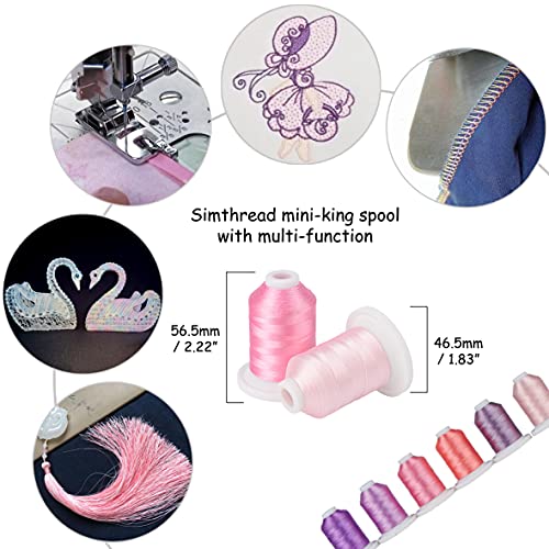 Simthread Embroidery Thread with Storage Box - 800 Yards/Spools - color: Pink & Purple Colors