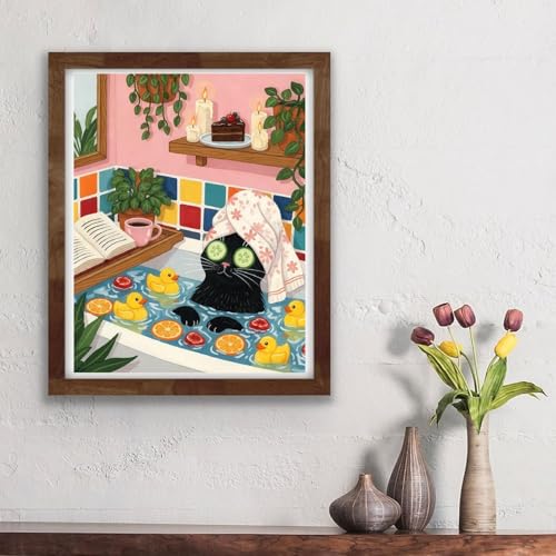 niurenmaoyi Black Cat Stamped Cross Stitch Kits for Beginner,12X16In - color: Cross Stitch Kits for Adults - 0525-4