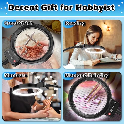 30X 10X Large Floor Magnifying Glass with Light and Stand - color: Black