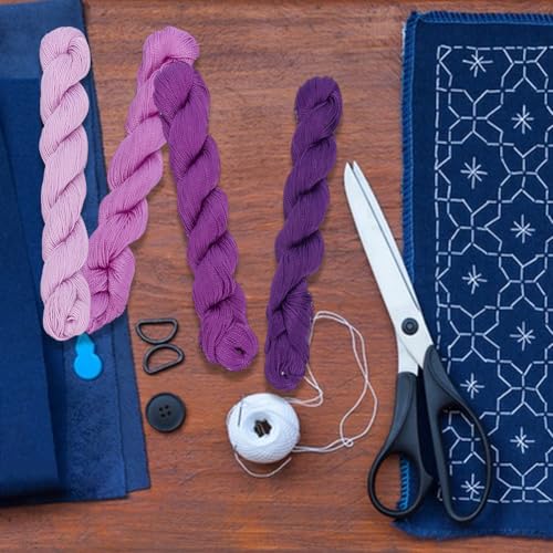 FREEBLOSS 4 Pcs Sashiko Thread Sashiko Skein 100M * 4 Colors Pure Cotton Embroidery Thread Japanese Sewing Threads Quilting and Embroidery Kit Supplies, Purple - color: Purple Theme