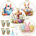 FEIYUENO 4 Pack Bunny Embroidery Kit for Adults Beginnerr, Easter - color: Easter