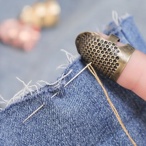2PCS Adjustable Zinc Alloy Sewing Thimbles Finger Covers - Hand Working Making Fingertip Protectors (Bronze M) - color: Bronze M
