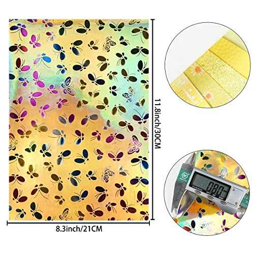 Litchi 6 Pack 8x12 Inch Faux Leather Sheets for Bow Earring, Easy to Cut Vinyl Fabric for Cricut, Durable Fade Resistant Leatherette Without Smell,Yellow Series - color: Yellowmix
