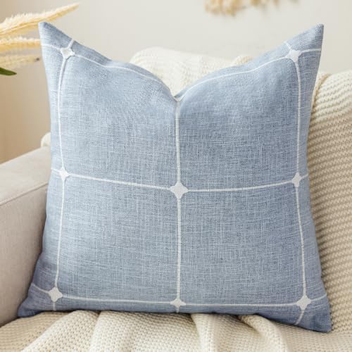 vctops Pack of 2 Rustic Lattice Throw Pillow Covers (Plaid Blue,20"x20") - color: Plaid Blue, size: 20" x 20" (Pack of 2)