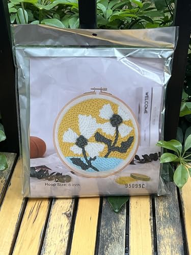 Meoe&heome Punch Needle Kit for Beginners, DIY Embroidery Set with 20+ Patterns(Yellow White Bloom) - color: Yellow White Bloom