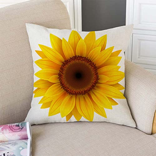 TSSOHU Sunflower Flower Cotton Burlap Linen Throw Pillow Case Cushion Cover Sofa Outdoor Decorative Square 18X18 Inches - color: Tss33