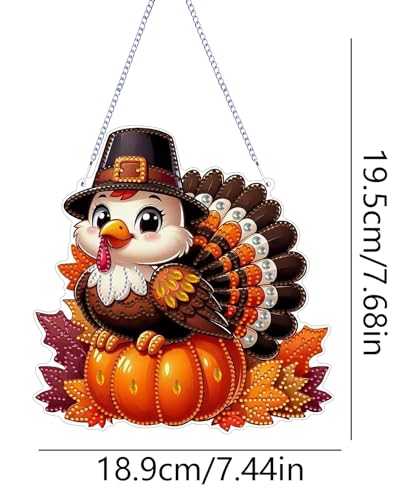 ARPADAMO Hanging Diamonds Art kit for Adult,DIY Thanksgiving Pendant Diamonds Painting Art Kit, 7.6x7.4 inch Acrylic Diamonds Painting Board Kit Ornament, Special Crystal Diamond Hanging Ornament - color: DP01401