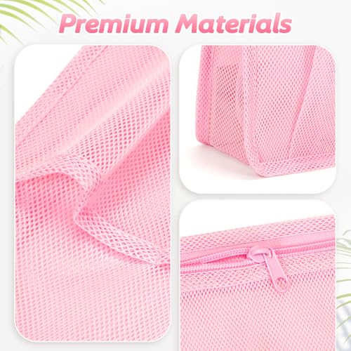 famichan Mesh Shower Caddy Portable, Gym Travel Camp Dorm Room Essentials for Women and College Girl, Pink Bathroom Shower Bag - color: Pink
