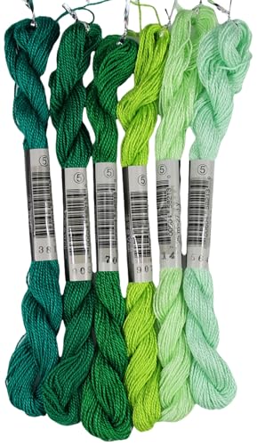 KCS 162 Yards(150 Meters) Mercerized Pearl Cotton Crochet Needlepoint Thread,Size 5,6 skeins,Mixed Color 05 - color: 6color05, size: 6 skeins