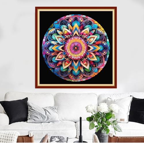 Funxvoot Stamped Cross Stitch Kits Beginners Full Range of Embroidery Kits for Adults 11CT Embroidery Patterns Needlepoint Kits Printed Cross Stitch Kits - (Colorful Mandala 18x18 inchs) - color: Cross Stitch Kits 18