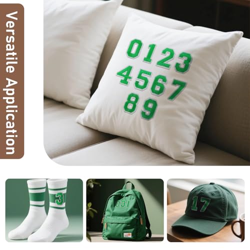 50 Pcs Iron on Numbers Patches for Fabric Tote Bags Hats Clothing Green - color: Green, size: Numbers Only