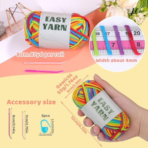 1.76Oz/87.5Yds Rainbow Beginner Crochet Yarn, Yarn for Crocheting - color: Rainbow color