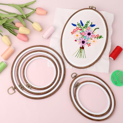 OwnMy 6 Embroidery Hoops with Hanging Rings, Embroidery Frames for Display