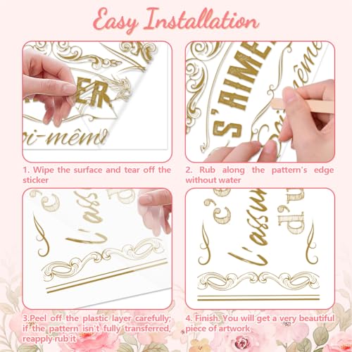 Peacoblue Gold Letter Rub On Transfers for Furniture Craft 6"x12" - style: Gold Letter