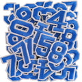 50 Pcs Iron on Numbers Patches for Fabric Tote Bags Hats Clothing Blue - color: Blue, size: Numbers Only