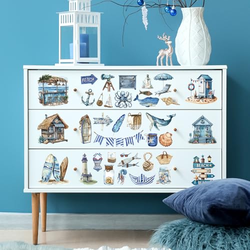 16 Sheets Nautical Rub on Transfers for Crafts Furniture Transfer - color: Nautical