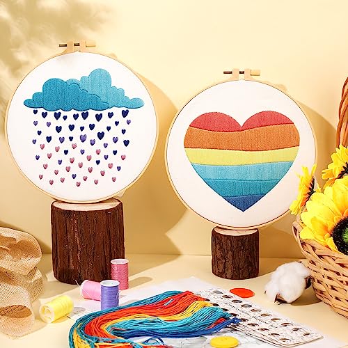 Yinder 5 Set Embroidery Kit for Beginner Starter Kit, Rainbow - style: Rainbow
