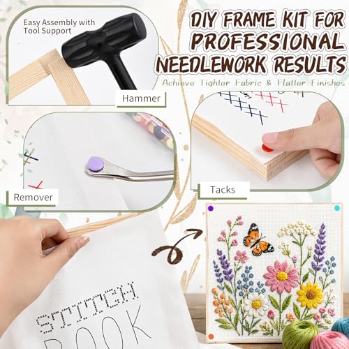5 Sizes 20pcs Needlepoint Stretcher Bars, Wooden Canvas Stretcher Bars | 6,8,9,10,12 Inch Canvas Frame Kit for Embroidery Oil Painting Cross Stitch Needlework Craft DIY Art Projects