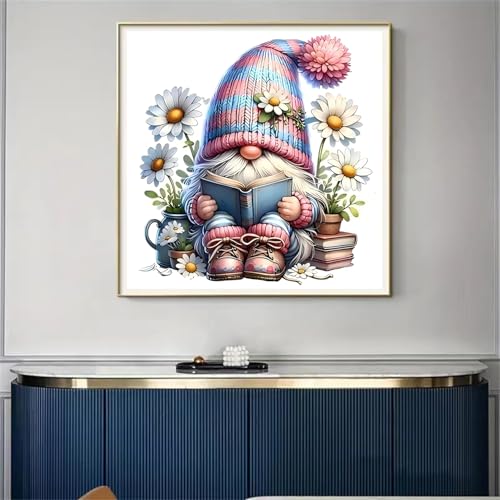 Gnome Cross Stitch Kits for Beginners Adults, Patterns Dimensions Needlepoint Art Crafts,Counted Cross Stitch Kits Embroidery Kits for Beginners Adults for Home Decor 13.8x13.8 inch - color: Cross Stitch-1014-5