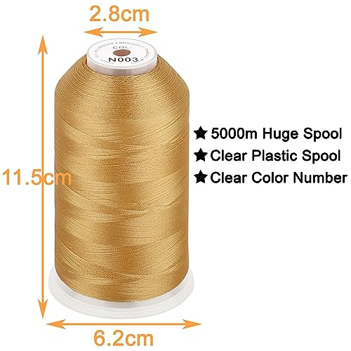 New brothread Huge Spool Embroidery Machine Thread -Gold Fits Janome Color - color: Gold-N003