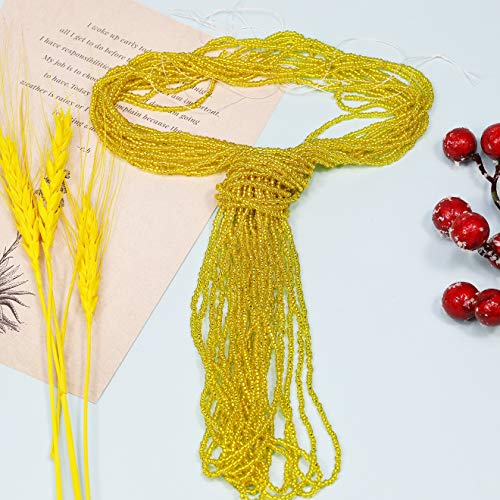 Size 11/0 Yellow Sliver Lined Seed Beads Strand, 3 Meters, 9 Meters Light Green Silver Lined Strand - color: Yellow -Silver Lined