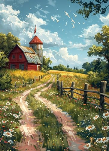 Moohue DIY Counted Stamped Cross Stitch Kits for Adults 14 Count Cross Stitch Patterns Printed Cross Stitch Kits for Adults (Beautiful Path) - color: Beautiful Path