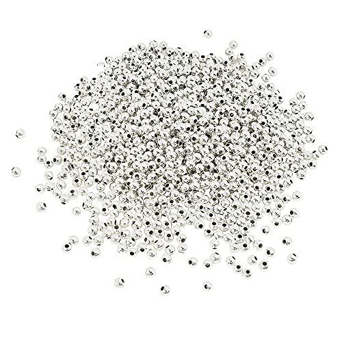 1200 Pcs Silver Plated Smooth Round Metal Beads - Spacer, Crimp, Clamp End Stopper Beads 4 mm for Jewelry Making - color: Silver 4mm 1200 Pcs