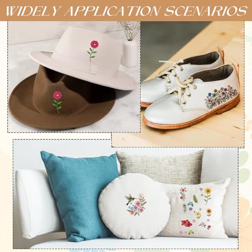 Water Soluble Embroidery Patterns Stabilizers, 4 Sheets Hummingbird Floral Stick and Stitch Papers Wash Away, Bird Animal Flower Transfers Papers DIY Crafts Gifts for Hand Sewing Lover Beginners - size: Hummingbird flower