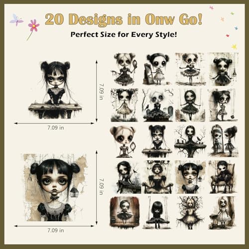 20 Pcs Halloween DTF Transfers Ready to Press - style: Gothic