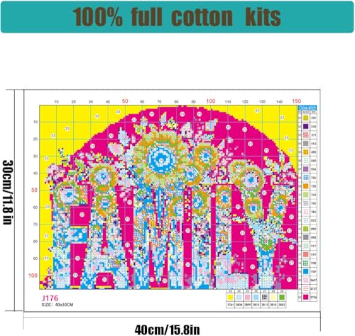 WUSARPLY Family Sunflower Stamped Cross Stitch Kits for Beginners Adults - color: J176