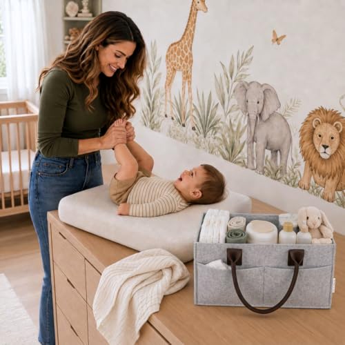 Felt Diaper Caddy Organizer, Nursery & Car Organizer - color: Grey