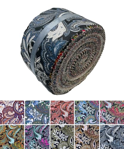 100% Cotton Quilting Fabric Jelly Roll Fabric-Dark Paisley - color: Dark Paisley