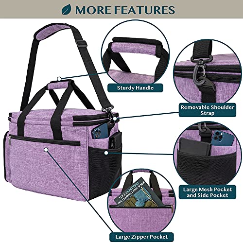 PAVILIA Knitting Yarn Storage Bag Crochet Organizer for Knitter, Purple - color: Heather Purple