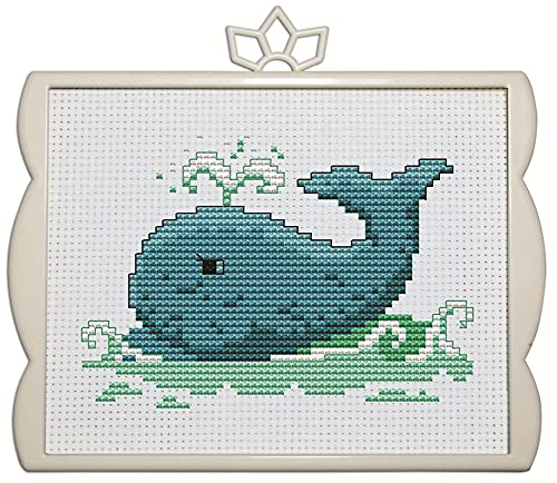 Awesocrafts Cross Stitch Kits Little Whale 11CT Stamped Patterns Easy Cross Stitching Embroidery Needlework Kit Supplies (Whale) - color: Whale