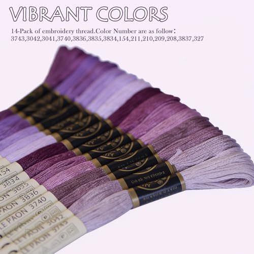 Embroidery Floss - Cross Stitch Threads - Friendship Bracelets Floss - Crafts Floss - 14 Skeins Per Pack Embroidery Floss, Dark Violet Gradient - color: Drk Violet Gradient
