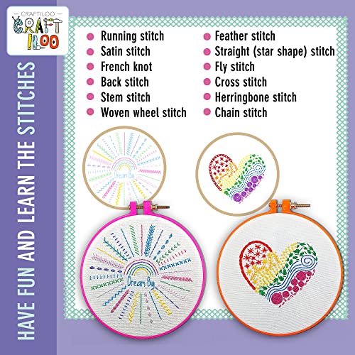 Embroidery Kit for Kids Ages 7-13 - 10 Pre-Stamped Beginner Patterns - color: 10 Embroidery kit