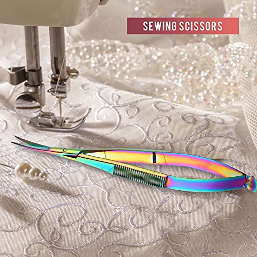 Hicarer 1 Pcs 4.7" Curved Eyebrow Embroidery Sewing Scissors, Multicolor - color: Multicolor