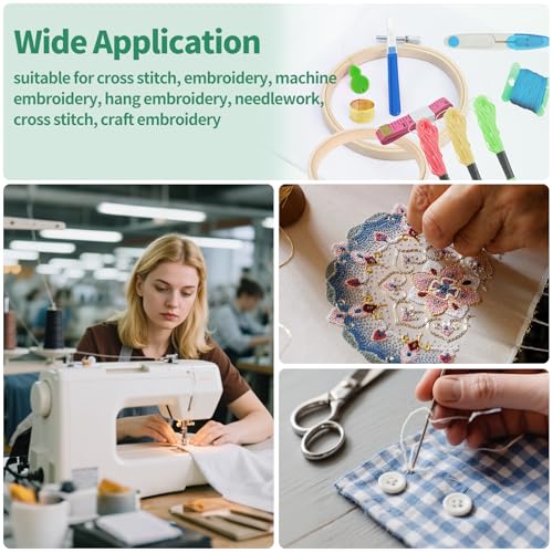 Yauhar 61Pcs Embroidery Kit for Beginners with Needle, Cross Stitch Hoops, 14 Count Aida Cloth, Floss Bobbins, Thread Winder, Thimble, Seam Ripper, Fabric Clips for Craft Embroidery Needlework
