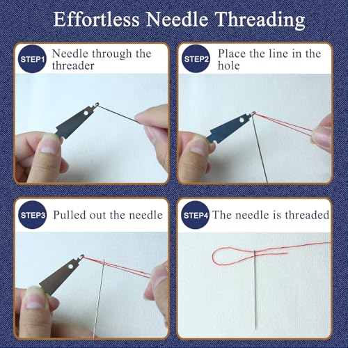 42PCS Big Eye Steel Sewing Needles Kit, Stainless Steel Needles for Hand Sewing Kit, Portable DIY Handcraft Set Include 30 Steel Needle, 6 Rolls of Thread, Seam Ripper, 2 Needle Threader, 2 Thimbles